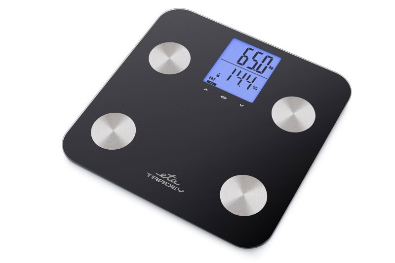 Cantar corporal ETA Tracey 3779 9000, 180 kg, analiza corporala 5 parametri, control tactil, negru