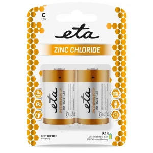 Set 2 baterii ETA R14, 1.5 V, clorura de zinc