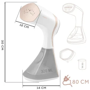 Aparat de calcat cu abur Berdsen, 2000 W, 320 ml, LCD touchscreen, 4 trepte, ceramic, Alb