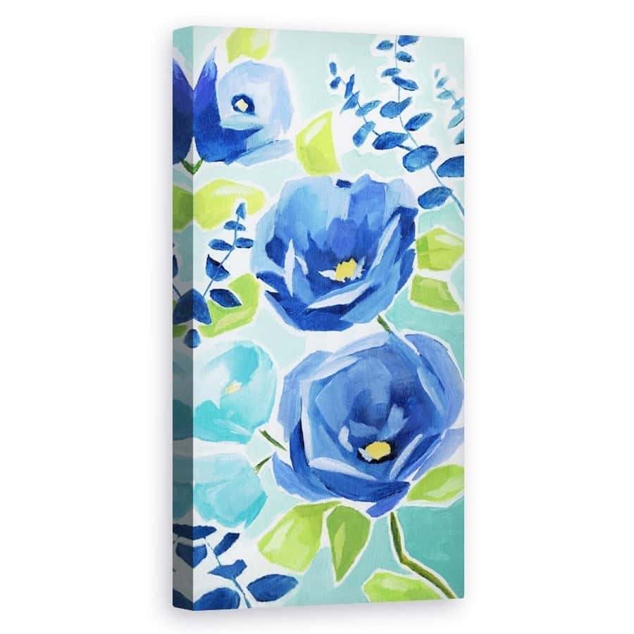 Tablou Canvas - Flori Albastre, Fundal Albastru, Pictura