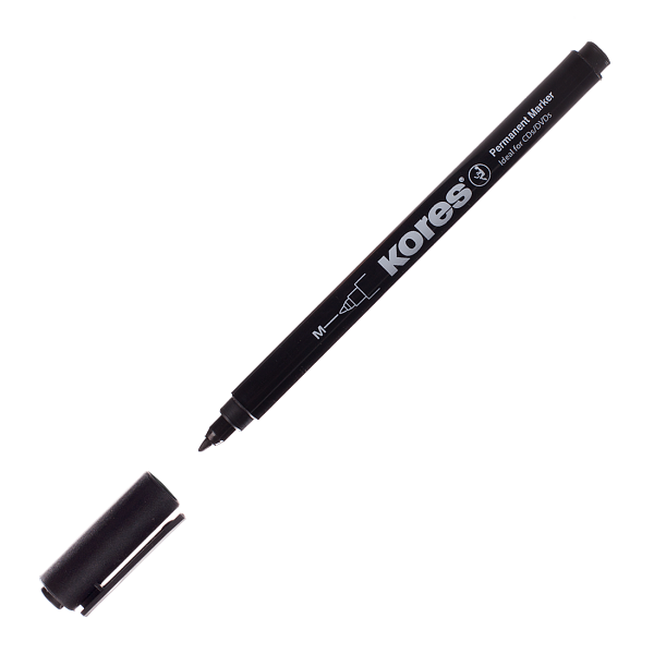 Marker permanent CD/DVD 1.0 mm, Negru, KORES