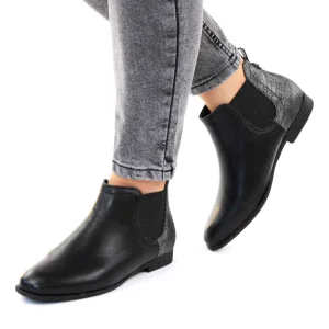 Botine de dama joase,cu benzi elastice laterale 52181-BLACK