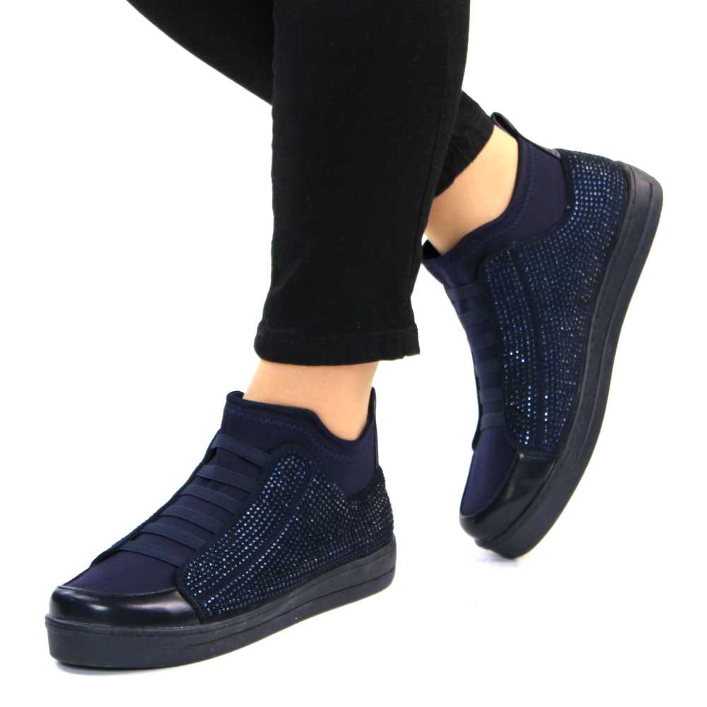 Botine de dama decorate cu pietre A607-BLUE