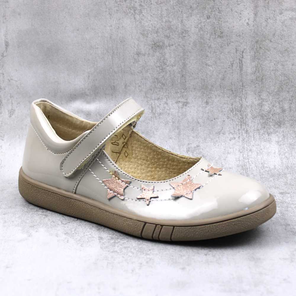 Pantofi usori , de copii , decorati cu stelute , cu talpa din cauciuc 3222-BEJ/X