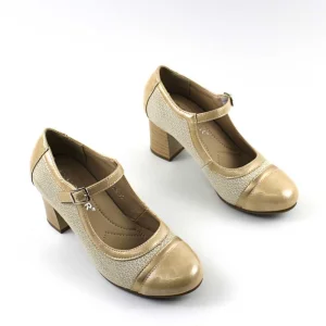 Pantofi eleganti de dama , cu toc mediu  262-BEIGE