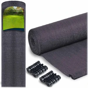 ​Plasa umbrire , material HDPE rezistent, 80% umbrire, gramaj 110 g/m², protectie UV, 50 de cleme de montare, 25 x 1.5 m, gri