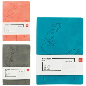 Caiet A5 dictando, coperta imitatie piele, 96 file, 80g/mp, DELI Soft