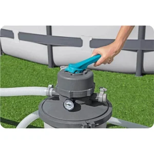 Pompa filtrare nisip piscina Bestway, 3596 l/h, 85 W, bila filtranta Polysphere, rezervor anticoroziv, manometru, valva multiport 6 pozitii, guler rotativ 360, pre-filtru, furtun 32 mm, 220-240 V, 7.8 kg, piscine 1100-18100 l, Gri