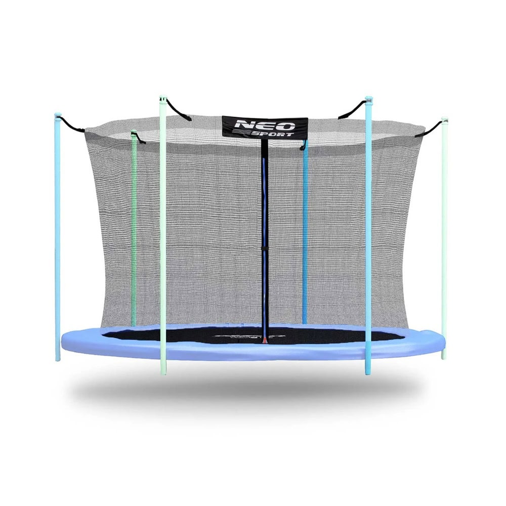 Plasa Protectie Interioara Trambulina Neo-Sport, 183 cm 6ft, 6 Stalpi, Polietilena Rezistenta, Inaltime 150 cm, Intrare Fermoar cu Cleme, Montaj Rapid, Accesoriu Trambulina Gradina, Negru