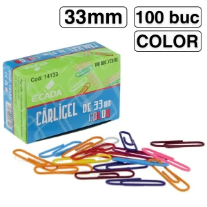 Agrafe birou colorate 33mm, 100 buc/cutie, ECADA