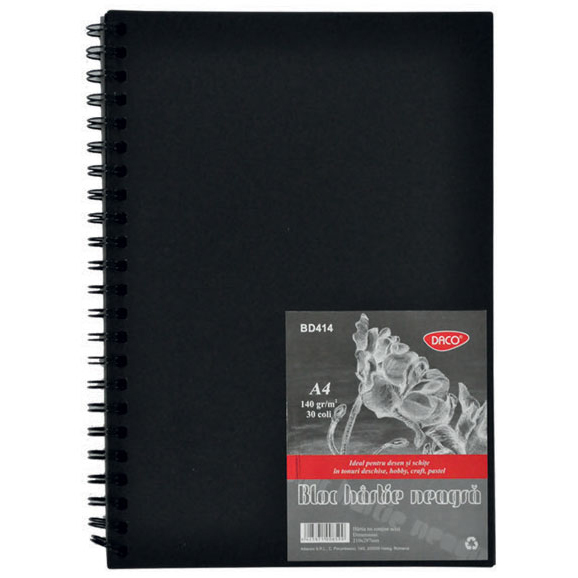 Bloc A4 hartie neagra 140gr, 30 file Daco BD414
