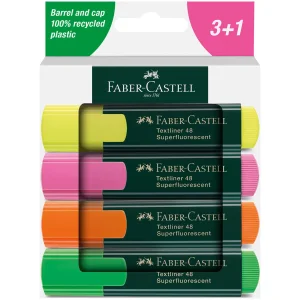Textmarker FABER-CASTELL Superfluorescent 1548, 4 buc/set