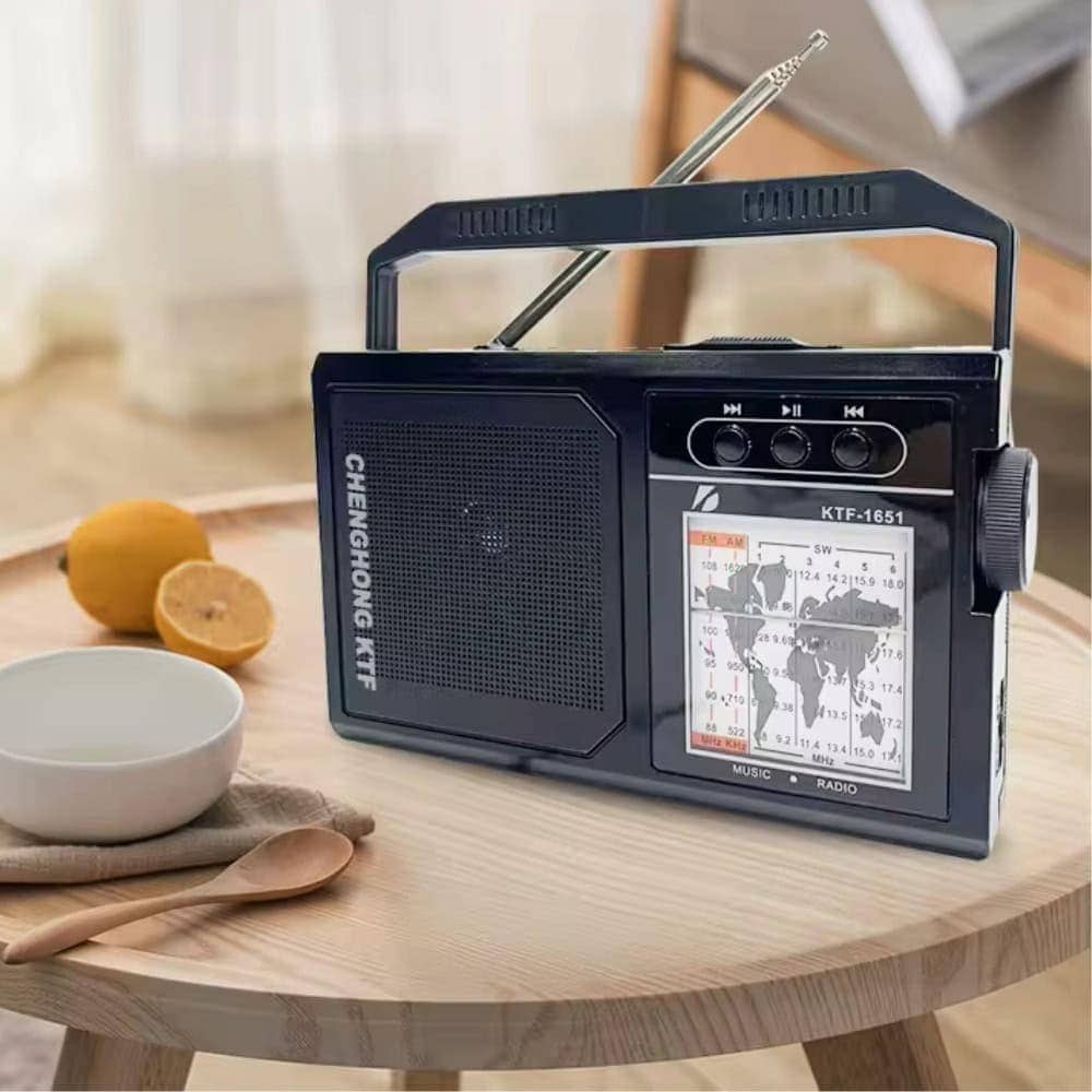 Radio cu panou solar KTF1651, FM/AM/SW, BT/USB/TF, lanterna, 5V 2