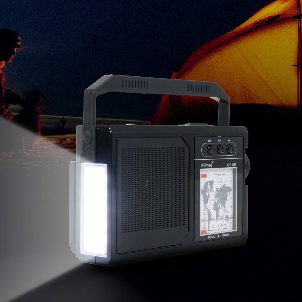 Radio cu panou solar KTF1651, FM/AM/SW, BT/USB/TF, lanterna, 5V 3