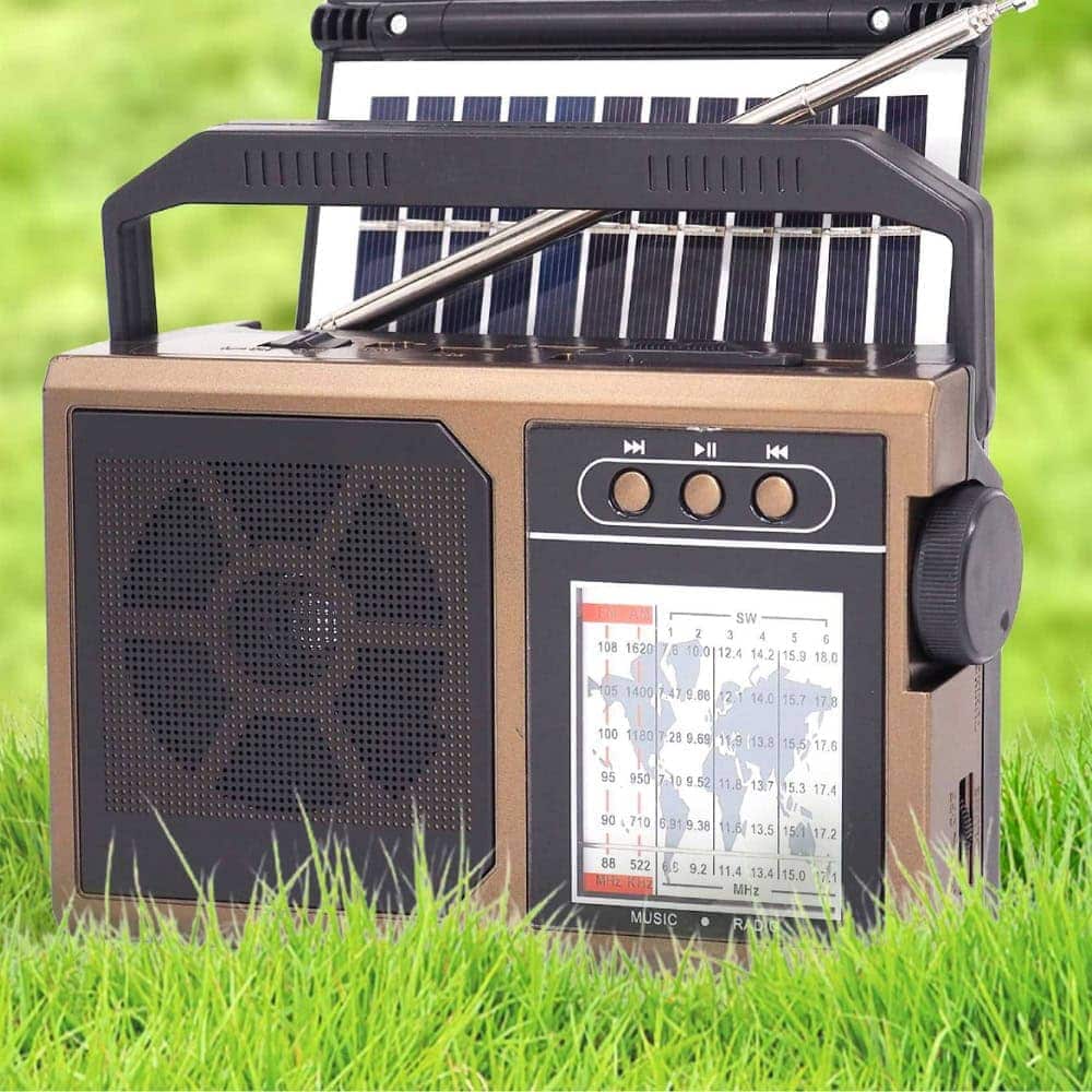Radio cu panou solar KTF1651, FM/AM/SW, BT/USB/TF, lanterna, 5V 5