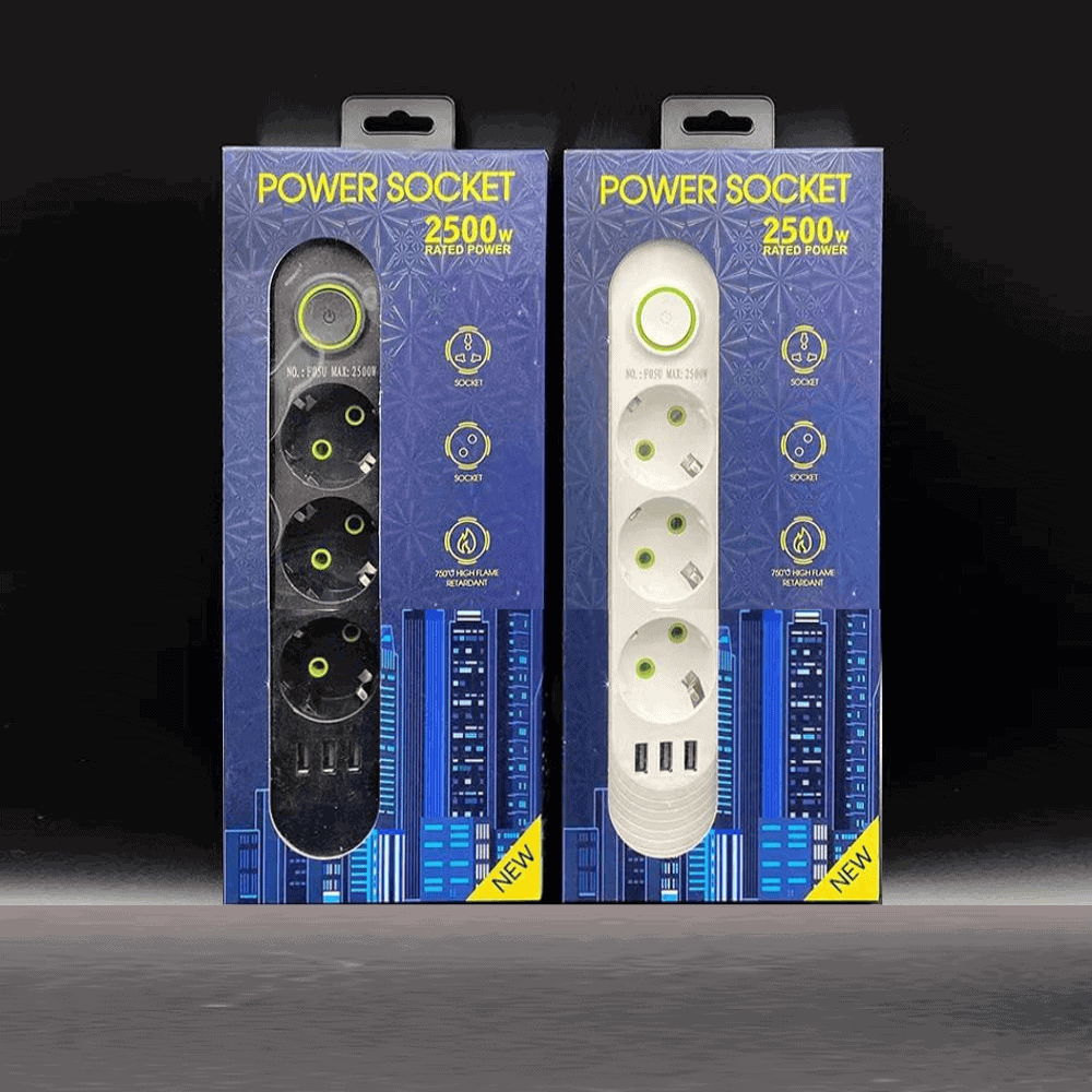 Prelungitor 2 metri, 3 prize, 3 x slot USB, 2500W, doua culori 4