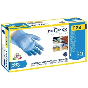 Manusi alimentare de unica folosinta nepudrate REFLEXX T22, din TPE, 200 buc/cutie