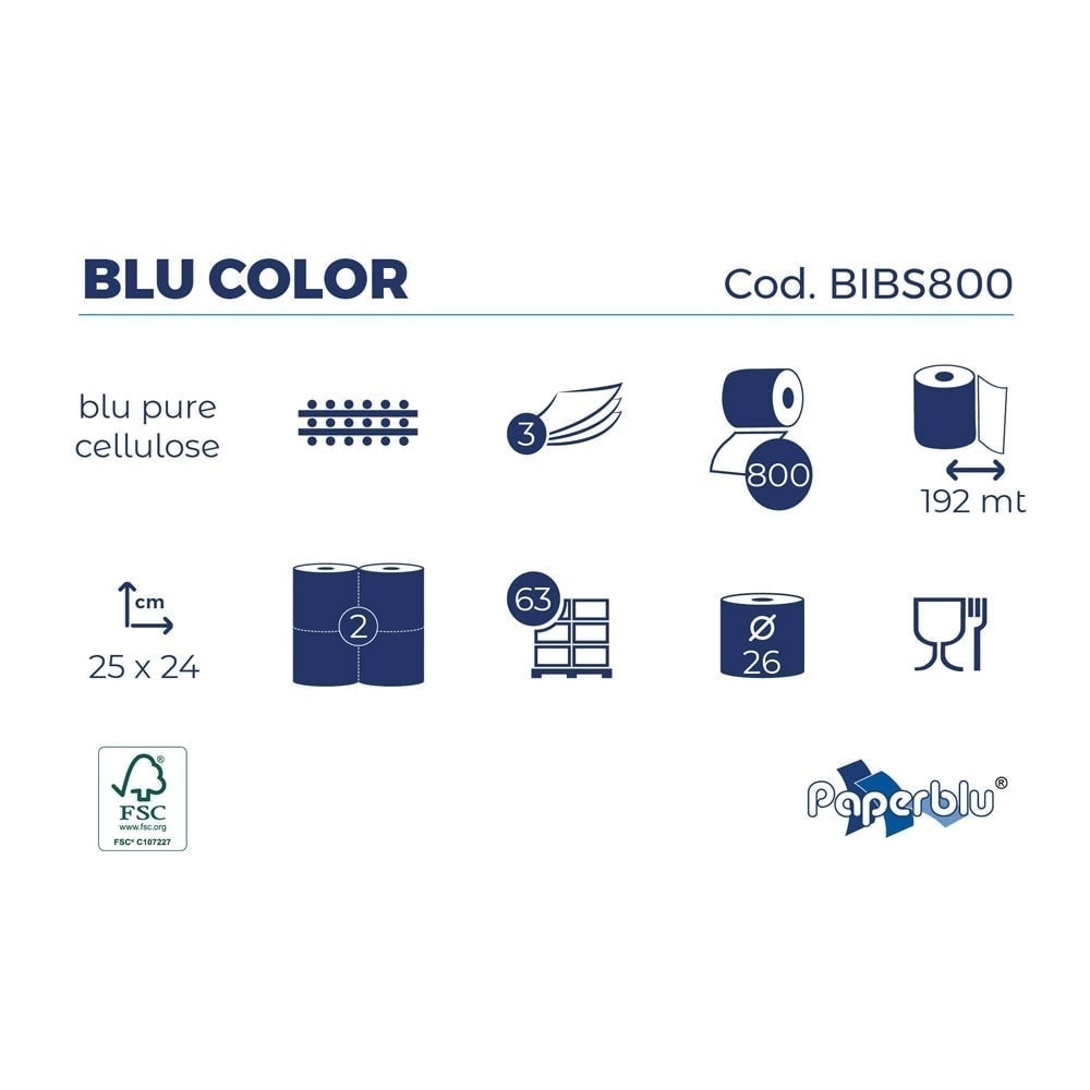 Role prosop, 3 straturi, albastra, Paperdi Blue Color, 192 m, set 2 bucati 2