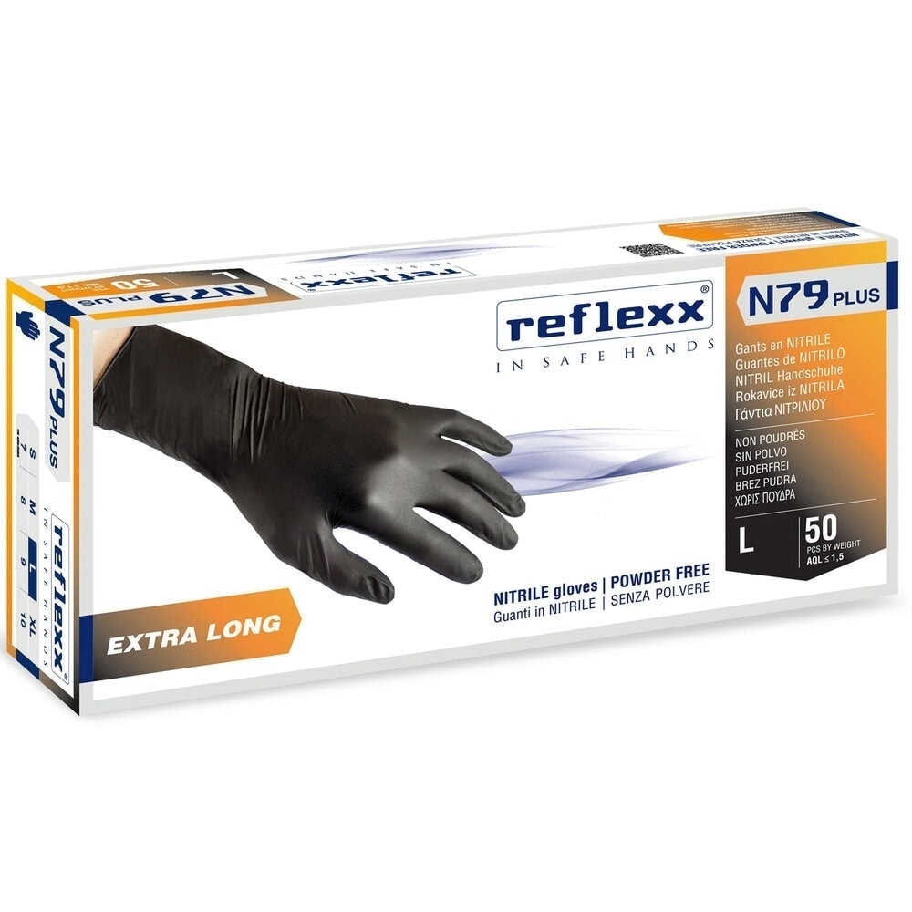 Manusi Nitril Negre nepudrate Extra Lungi REFLEXX N79 Plus, 30 cm 3