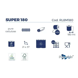 ​Prosop hartie 180 m, Paperblu, set 6 role
