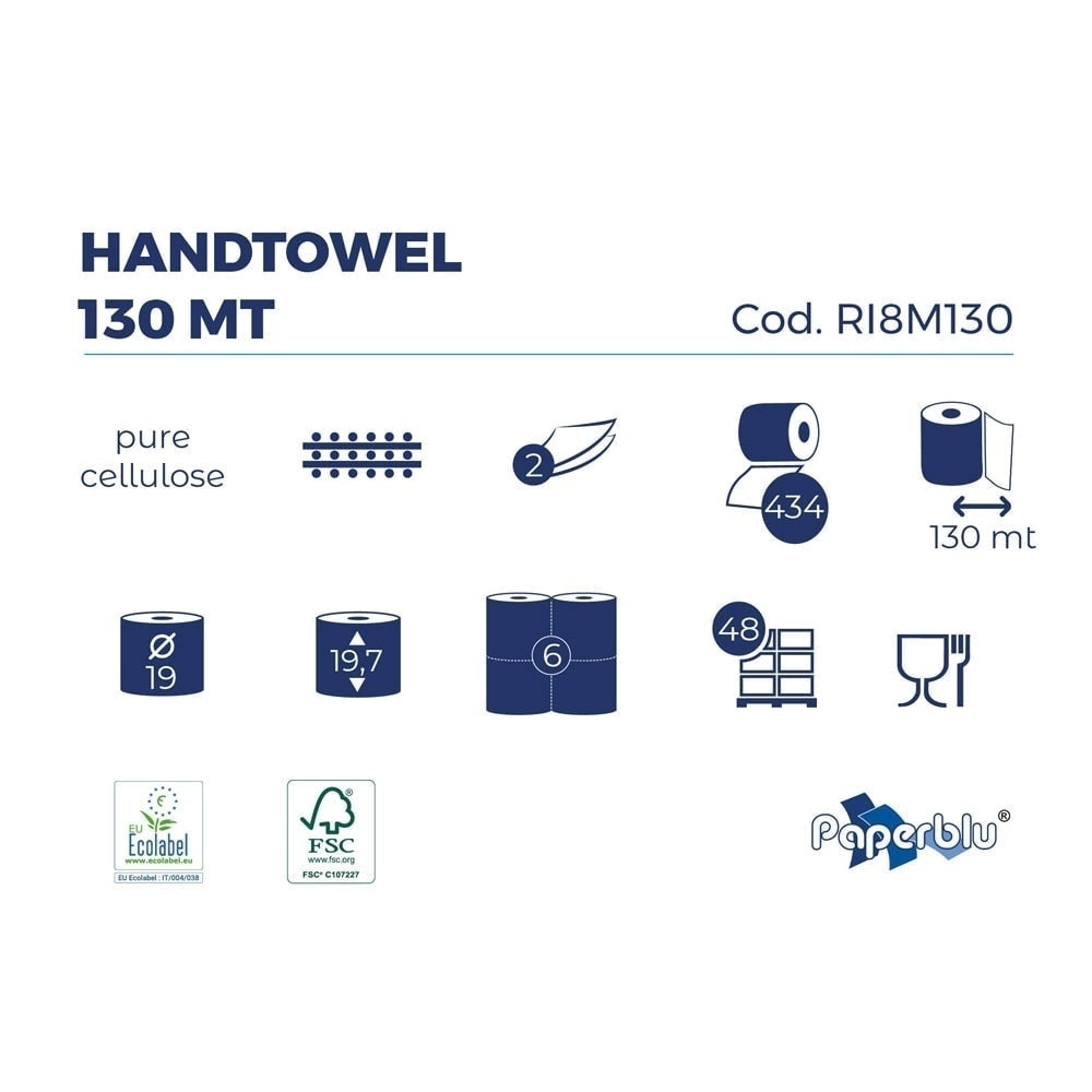 ​Prosop hartie 130 m, Paperblu, set 6 role 2