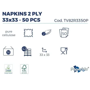 Servetele de masa PaperBlu 33x33 cm, 2 straturi celuloza pura, 50 buc/ pachet