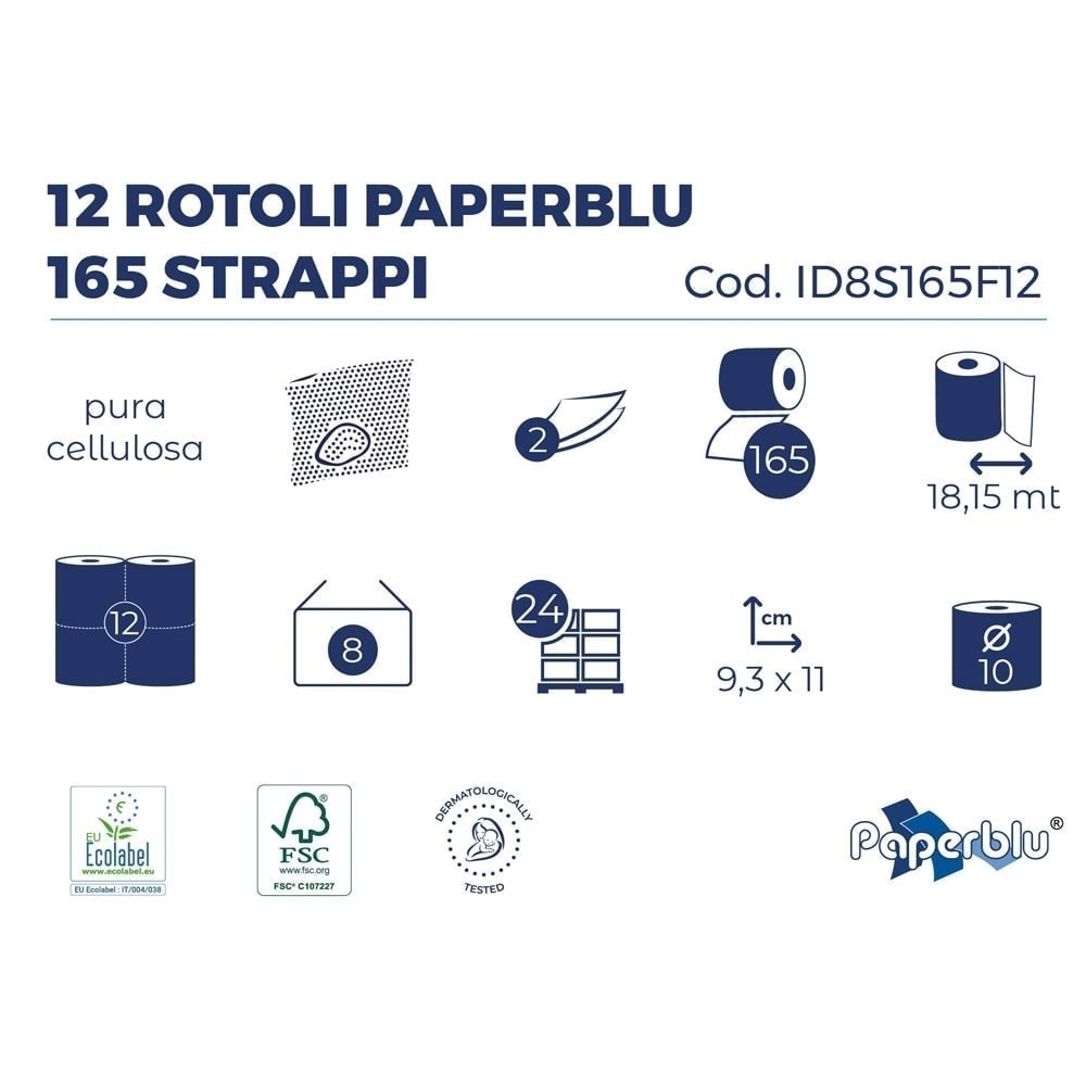 Hartie igienica PaperBlue, 18.15 m, 2 straturi, 12 role 3
