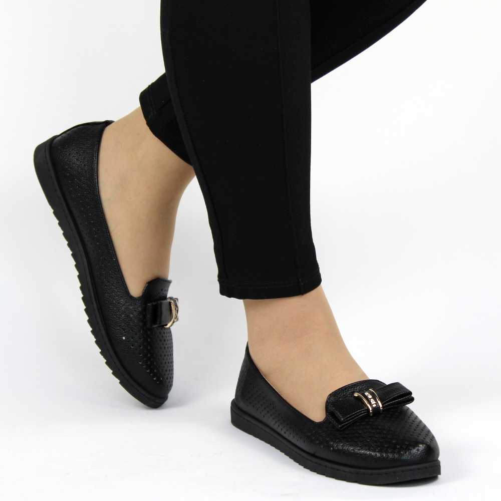 Pantofi de dama, usori si comozi, perforati, negri LS-7-BLACK 5