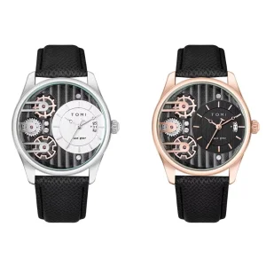 Ceas de dama, quartz, 2 bratari piele eco, afisare data, 2 modele