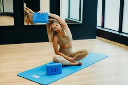 Cub pentru Yoga si Pilates, Fitness block, 23x15cm,FitLi, Albastru
