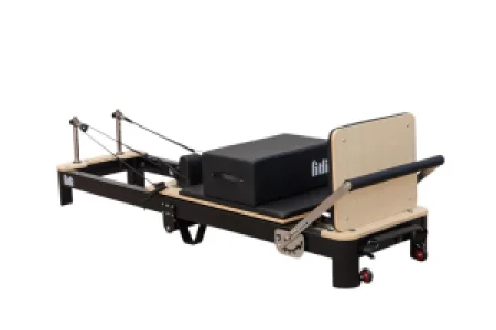 Reformer Pilates Profesional Fitli– Cadru Usor din Aluminiu, Design Compact, Negru