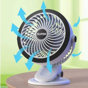 Ventilator de birou cu clips F200, USB, reglabil, 3W, 2000mAh