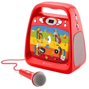 CD player cu Bluetooth si functie karaoke GoGEN DECKO, USB, MP3, Microfon, Rosu