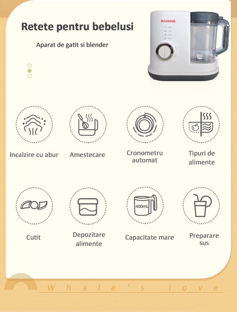 Aparat de gatit cu aburi si functie de blender 2 in 1 Mamimo BFP8001 5