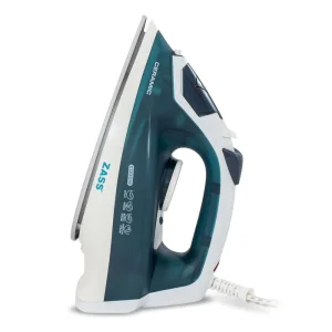 Fier de calcat, 2000 W, talpa ceramica, 0.15 l, 80 g/min, sistem auto-curatare, functie anti-picurare, calcare uscata sau cu aburi, turcoaz cu alb