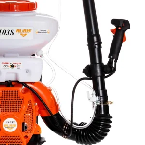 Atomizor, motor in doi timpi, 3 CP, 2.2 kW, capacitatea cilindrica 40 cmc, tip jet stropire - picatura/ceata, pompa booster, distanta maxima de pulverizare pe verticala 10 m, 16 l