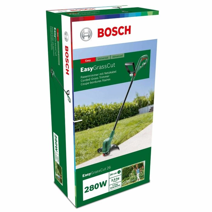 Trimmer electric, motor electric, 280 W, 12.500 rpm, diametrul de taiere de 26 cm, bobina cu fir 4