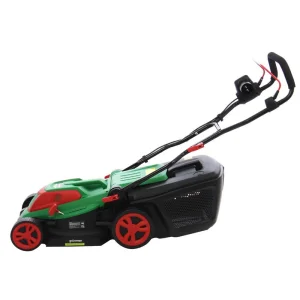 Masina de tuns iarba, electrica, motor puternic de 1600 W, maner central, 6 inaltimi de taiere cuprinse intre 2.5 si 7.5 cm, roti de deplasare, functia de maruntire iarba, 45 l