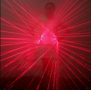 Manusi cu laser LED DacEnergy©, pentru petrecere, dans, festival, club, unisex, culoare rosu