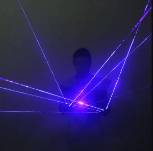Manusi cu laser LED DacEnergy©, pentru petrecere, dans, festival, club, unisex, culoare albastru