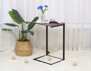 Masuta de cafea DacEnergy©, din metal negru, blat din MDF, finisaj maro, forma dreptunghiulara, 40 x 35 x 65.5 cm