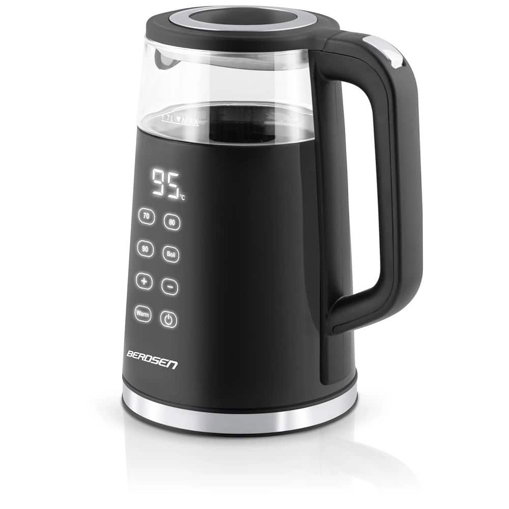 Fierbator electric, interiorul din otel inoxidabil, display iluminat din spate cu panou tactil, capac detasabil, baza pivotanta 360°, 1850-2200 W, 1, 7 l, negru si argintiu 4