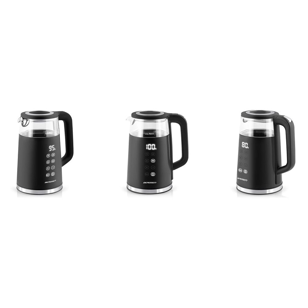 Fierbator electric, interiorul din otel inoxidabil, display iluminat din spate cu panou tactil, capac detasabil, baza pivotanta 360°, 1850-2200 W, 1, 7 l, negru si argintiu 9