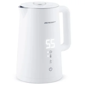 Fierbator electric, interiorul din otel inoxidabil, display iluminat din spate cu panou tactil, capac detasabil, baza pivotanta 360°, 1850-2200 W, 1, 7 l, alb