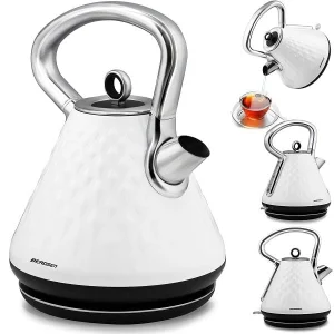 Fierbator electric, carcasa metalica, cu capac detasabil, picioare antiderapante, 1850-2200 W, 1.7 litri, design frumos, alb