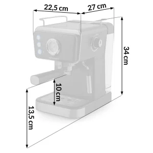 ​Espressor cu piston Berdsen, cafea macinata, presiune de 20 bar, pornit/oprit, termometru incorporat, spumator de lapte, rezervor de apa 1,5 l, 1350 W, negru