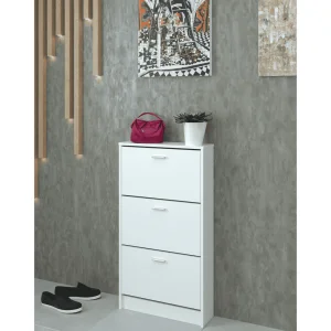 Dulap pantofi, 3 rafturi, alb, MOBI 13
