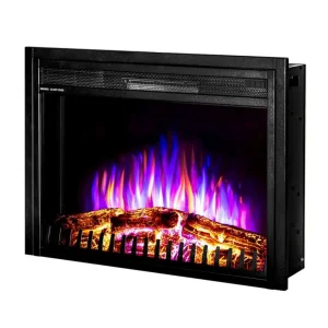 Focar semineu electric, metal, incorporabil, de perete, 3D efect, aeroterma, sunet, telecomanda, temporizator, iluminare LED, protectie la supraincalzire, 712 x 502 x 180 mm, negru