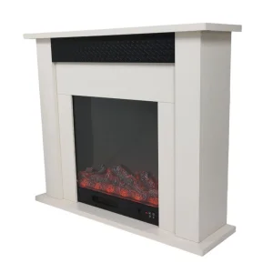 Semineu electric decorativ, independent, din MDF, cu aeroterma, timer, focar 3D, telecomanda, 1.5 kW, 1200 x 1020 x 330 mm, alb si negru