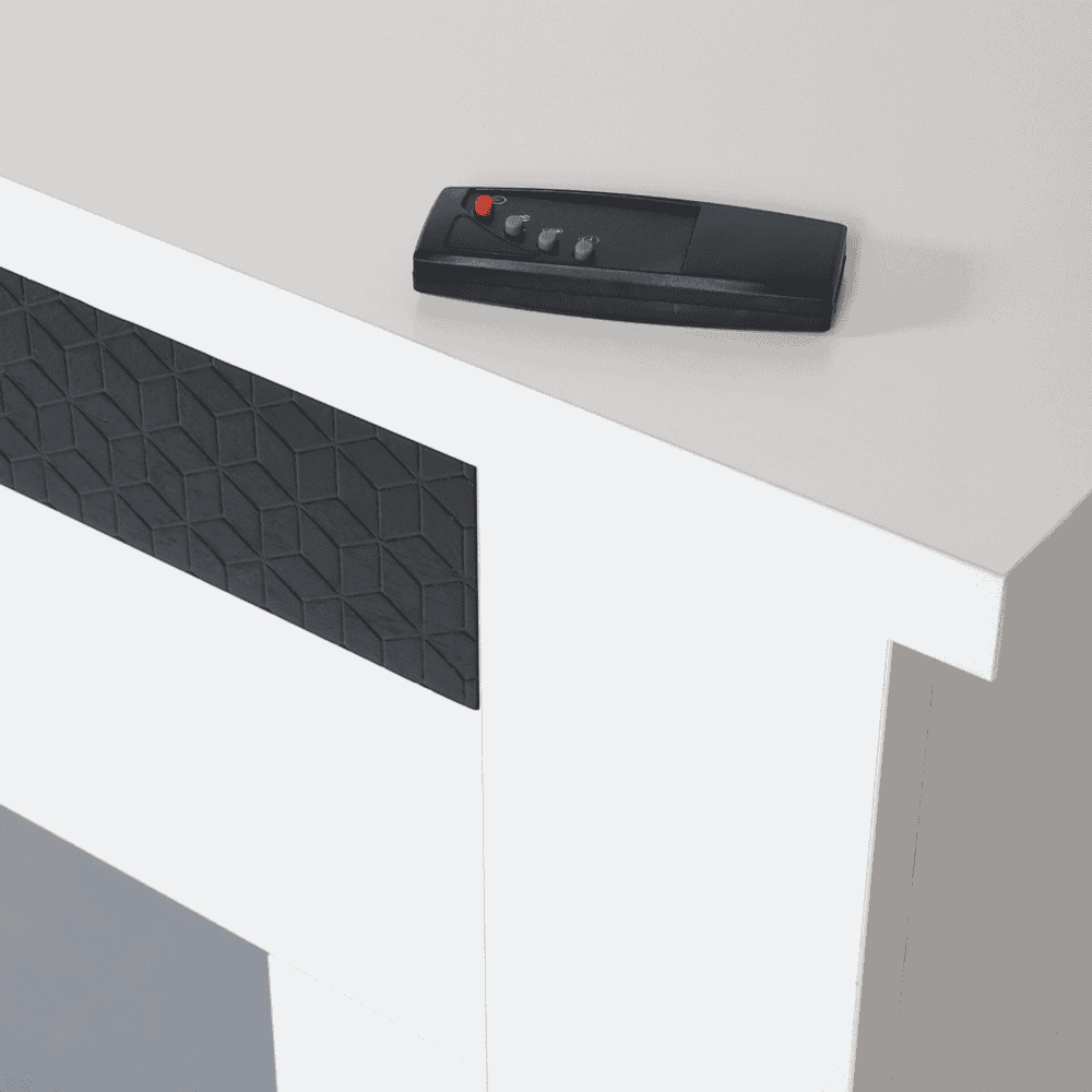 Semineu electric decorativ, independent, din MDF, cu aeroterma, timer, focar 3D, telecomanda, 1.5 kW, 1200 x 1020 x 330 mm, alb si negru 5